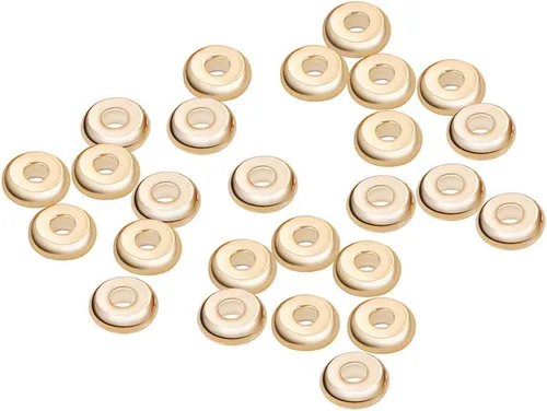 Vista 14 de BENECREAT - 40 piezas de cuentas de filigrana redondas huecas bañadas en oro de 18 quilates, cuentas de filigrana huecas chapadas en oro, cuentas
