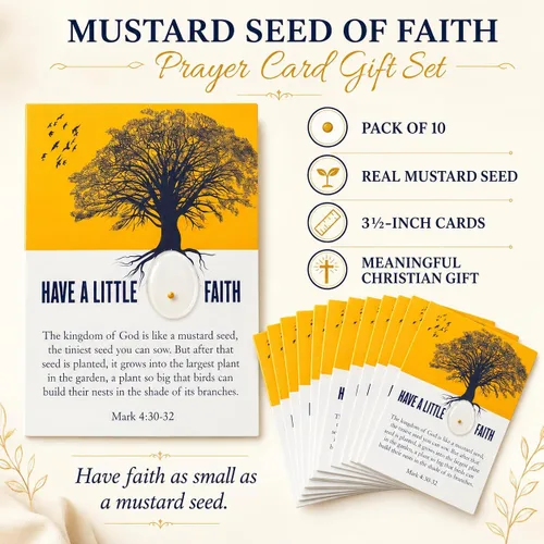 Vista 2 de Paquete de 10 tarjetas de oración de fe con semillas de mostaza Mark 4:30
