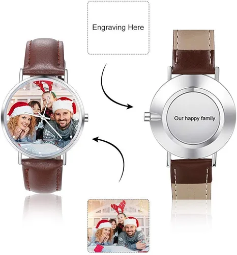 Vista 6 de Regalo del Día del Padre, relojes con foto personalizados para hombres, reloj impermeable para papá, regalos personalizados para padre, marido