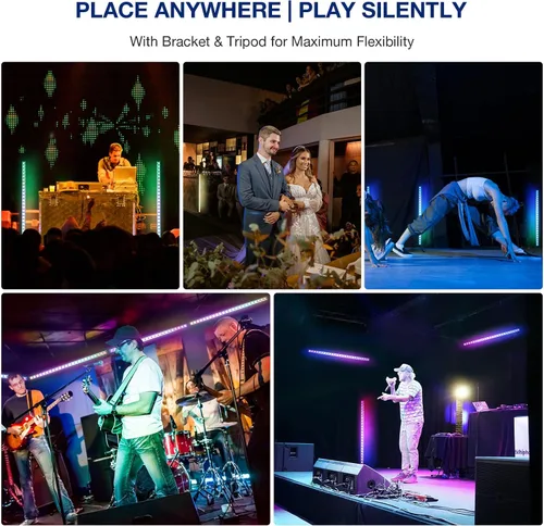 Vista 6 de Barra de luz de lavado de escenario para DJs: luces de lavado de pared RGBW de 120W con LED de fondo RGB - Control remoto IR APP y control DMX