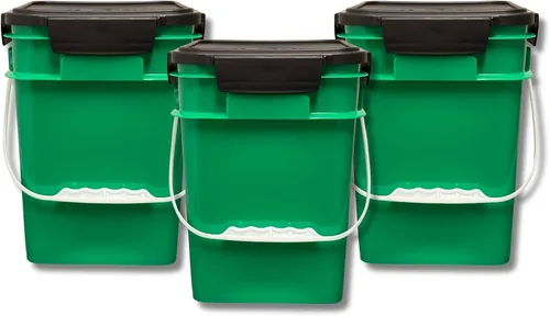 Vista 19 de House Naturals Cubo cuadrado de grado alimenticio de 4 galones con asas de plástico y tapa (paquete de 3) recipientes fabricados en Estados Unidos