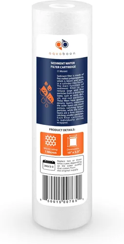 Vista 10 de Aquaboon cartucho de filtro de agua de sedimento ranurado, 10 pulgadas, para cualquier unidad estándar RO, AB(P) 4S1M
