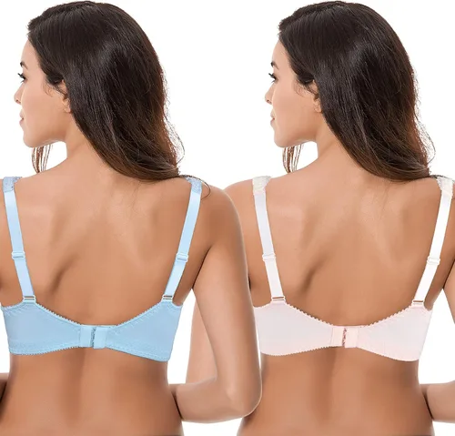 Vista 2 de Curve Muse Women's Plus Size Minimizer Unlined Wireless Lace Full Coverage Bras
