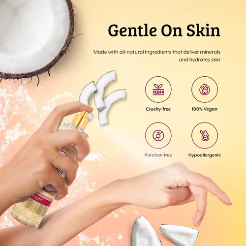 Vista 5 de Lujosa bruma corporal de coco con fragancia fina, regalos perfumados de lujo cálidos y acogedores para mujeres, botella de spray de bruma fina de 8