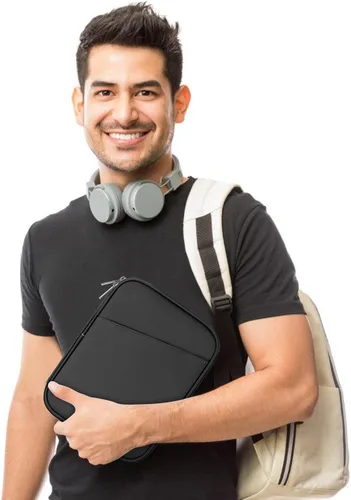 Vista 4 de Funda acolchada para tablet de 8 a 9 pulgadas, bolsa de viaje acolchada para Galaxy Tab A9 8.7/Tab A 8.4/Fire HD 8, estilo cartera con bolsillo