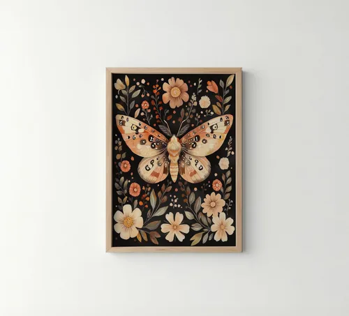 Vista 38 de Póster de Arte de Murciélago, Estilo William Morris Retro de Mediados de Siglo Botánico Victoriano Academia Oscura Decoración Gótica Galería 10a