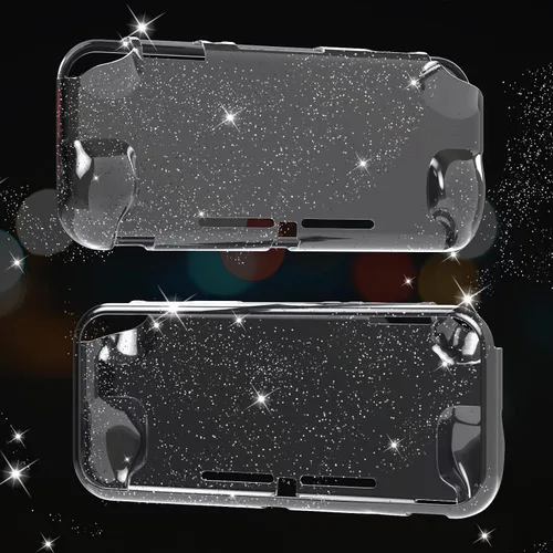 Vista 7 de ECHZOVE Funda de TPU con purpurina para Nintendo Switch Lite, funda protectora con purpurina para Nintendo Switch Lite-Negro