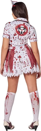 Vista 2 de Spirit Halloween Disfraz de enfermera inmortal para adultos Disfraz de zombi Disfraz de ocupación Disfraz de vestir con accesorios