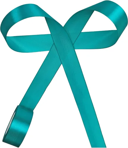 Vista 2 de Cinta de satén azul pavo real para envolver regalos y manualidades – 1.5 pulgadas x 25 yardas, tela de color sólido para lazos para el cabello
