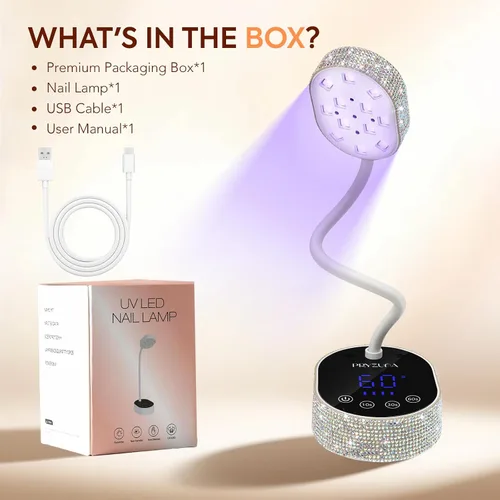 Vista 9 de Lámpara de uñas LED UV 36W mini flash cura cuello de cisne luz UV para uñas de gel X Diamond