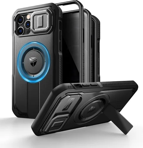 Vista 78 de Dexnor - Funda para iPhone 12 & iPhone 12 Pro con tapa deslizante para cámara, soporte ajustable y protector de pantalla integrado, carcasa