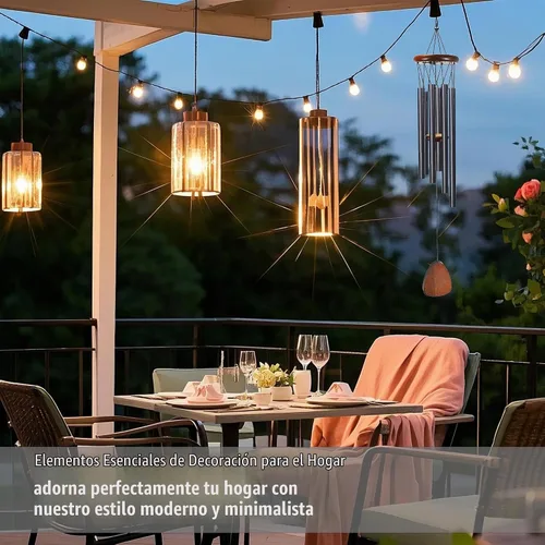 Vista 2 de Campanillas de viento para espacio exterior, campanillas de viento conmemorativas de aluminio para exteriores, adecuadas para la pérdida de un ser
