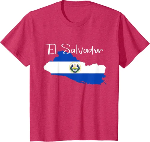 Vista 71 de Camiseta con la bandera de El Salvador, mapa de El Salvador, camiseta de Salvador para mujer