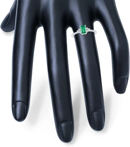 Vista 4 de Gemstone and Diamond Ring in 10K White Gold (Available in Emerald, Sapphire, Blue Topaz, Amethyst, and more)