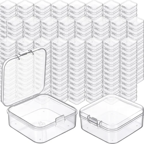 Vista 13 de SATINIOR 100 Piezas Cajas de Almacenamiento de Perlas de Plástico Transparente Cajas Pequeñas Claras con Tapa con Bisagras Estuche de Plástico
