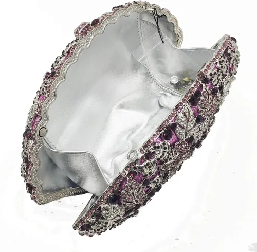 Vista 14 de Boutique De FGG Bolso de noche de flores de embrague de cristal de lujo para mujer, bolso de boda nupcial, bolso