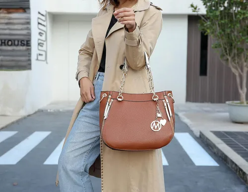 Vista 4 de MKF Collection Bolso de mano con cartera de muñeca, bolso cruzado de cuero vegano para mujer, L