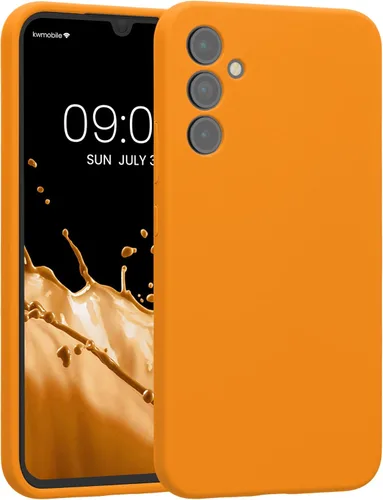 Vista 64 de kwmobile Funda compatible con Samsung Galaxy A13 4G - Funda delgada de silicona TPU - Acabado suave al tacto - Amarillo radiante