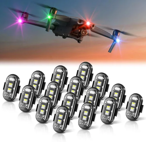Vista 8 de Luces estroboscópicas LED inalámbricas con control remoto, 8 colores, carga USB, impermeables, anticolisión, luces de emergencia y advertencia