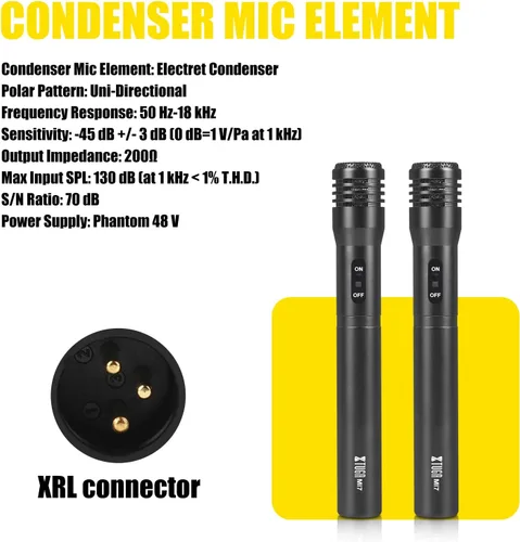 Vista 10 de XTUGA MI7 Kit de micrófono de batería dinámico con cable de 7 piezas, metal entero, juego de micrófonos de bajo para batería vocal, otro instrumento