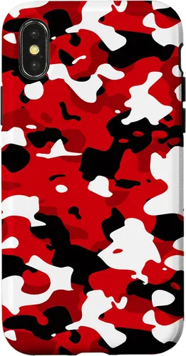 Vista 5 de iPhone 16 Negro + Blanco + Rojo Camuflaje Patrón Funda