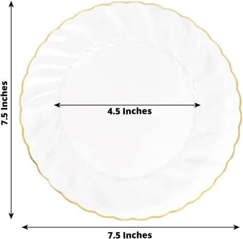 Vista 3 de Efavormart - Paquete de 10 platos de plástico transparente para fiestas, platos redondos desechables de postre de ensalada de 7.5 pulgadas con borde