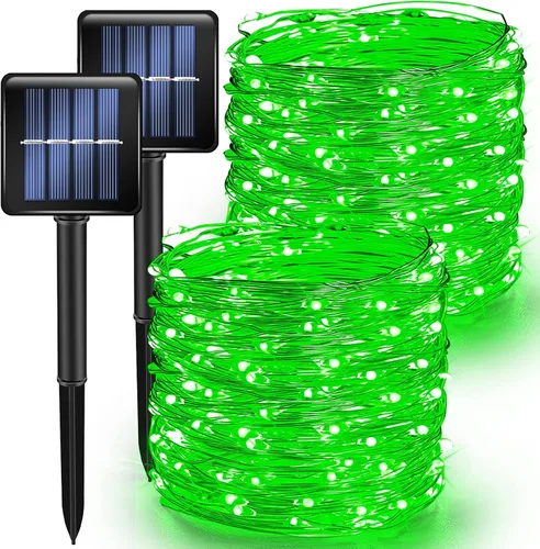Vista 11 de Luces Solares de Halloween Moradas y Naranjas para Exteriores, Total 80 Pies 240 LED Solares Impermeables Luces de Hadas 8 Modos Luces de Alambre