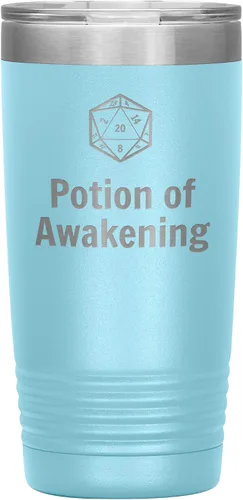 Vista 13 de Vaso D20 Potion of Awakening de 20 onzas, regalo novedoso para D&D Cup Dnd Dungeons and Dragons, vasos aislados Negro