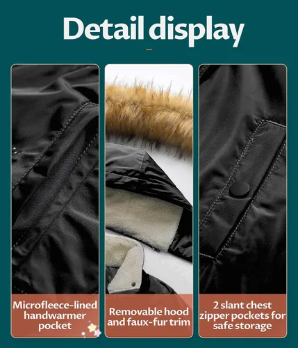 Vista 7 de CREATMO US Chaqueta de esquí acolchada con cuello recortado de sherpa para niña