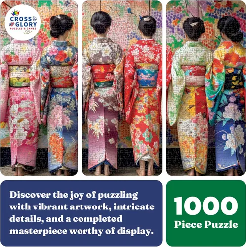 Vista 6 de Cross & Glory - Elegante kimono Beauties - Rompecabezas artístico de 1000 piezas para adultos Colores vibrantes Arte cultural Calidad premium