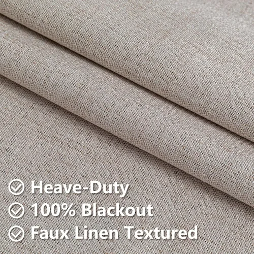 Vista 4 de Cortinas opacas para sala de estar, cortinas 100% opacas de 90 pulgadas de largo, juego de 2 paneles de 2 paneles, con aislamiento térmico, pestaña