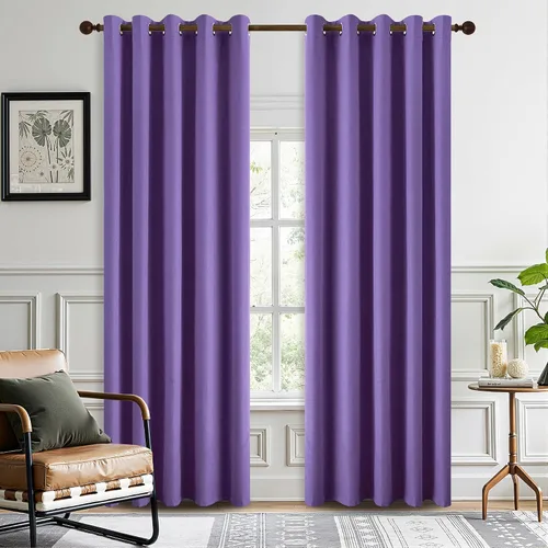 Vista 52 de DONREN Cortinas opacas completas para dormitorio, aislamiento térmico y reducción de ruido, cortinas de lino con ojales para sala de estar y Negro