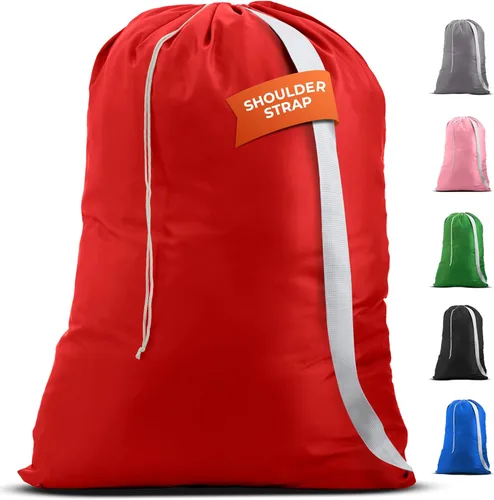 Vista 11 de Bolsa de lavandería Handy Laundry con correa de hombro - Cierre de cordón con bloqueo, material duradero, gran capacidad, costuras resistentes