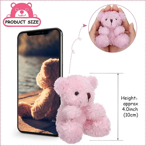 Vista 2 de Threan 8 Piezas Mini Osos de Peluche de 4'' Osos Pequeños a Granel Juguetes de Animales de Peluche Muñecos de Oso Suave Pequeños Rellenos de Regalo