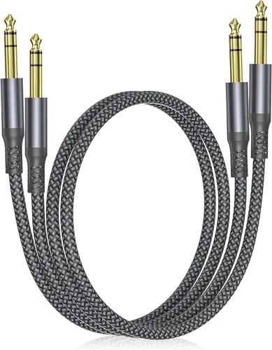 Vista 13 de Elebase 1/4 Pulgada TRS Cable de Instrumento 1 Metro 2Pack, Cable de Audio Estéreo de Conexión de 6.35mm Macho Recto, Línea Equilibrada de 6.35mm