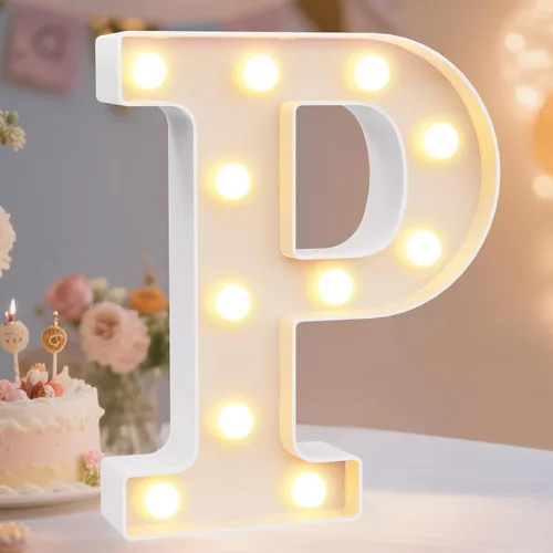 Vista 41 de Pooqla Letras con luces LED de marquesina, letras decorativas iluminadas en blanco cálido y blanco frío, letras del alfabeto iluminadas para niños