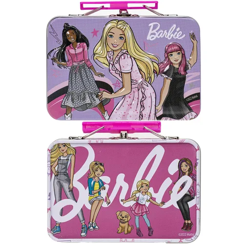 Vista 3 de Barbie – Townley Girl - Bálsamo labial a base de plantas de 4 paquetes con estuche de hojalata, juego de cosméticos de maquillaje para niños