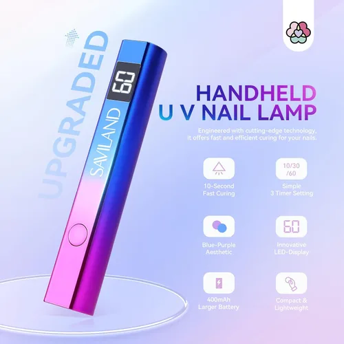 Vista 2 de SAVILAND U V Light for Gel Nails, Mini Handheld U V LED Nail Lamp, 12W Luz A-U V para uñas