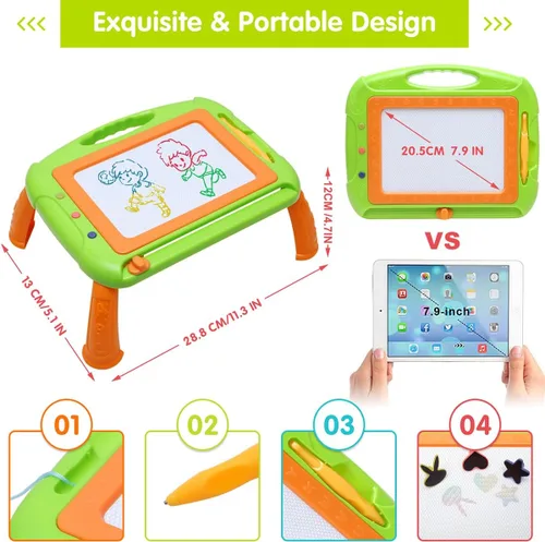 Vista 4 de Juguetes para niñas y niños pequeños, tablero de dibujo magnético para niñas y niños de 3 años, pizarra de garabatos con 1 bolígrafo para niños de 3