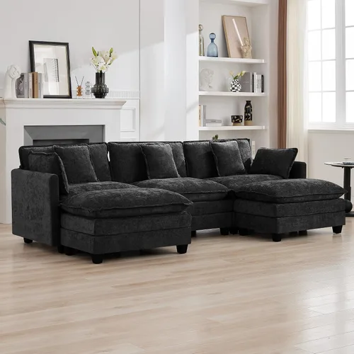Vista 74 de Sofá modular en forma de nube de 113 pulgadas, sofás de asiento profundo de gran tamaño para sala de estar, sofá modular tapizado de chenilla