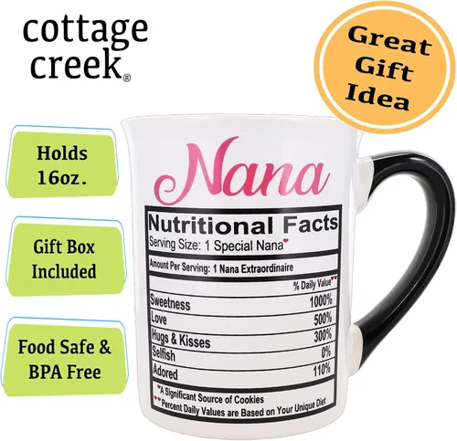 Vista 3 de Cottage Creek Nana - Taza de café de cerámica de 16 onzas, en caja