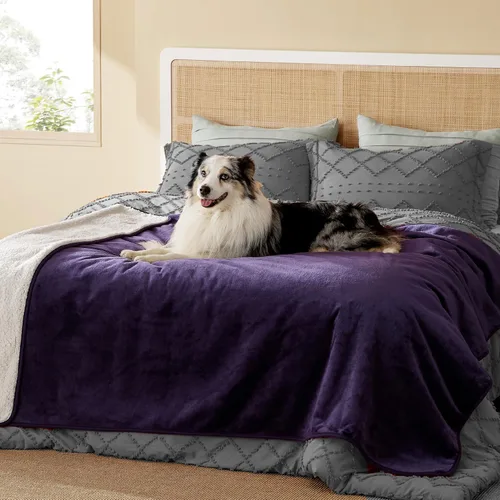 Vista 10 de Bedsure - Mantas impermeables para perros pequeños - Manta de felpa de sherpa con impresión suave lavable para perros y gatos, protector de muebles