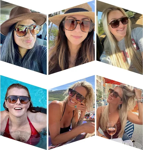 Vista 2 de GRFISIA Retro Aviator Sunglasses for Women Men Square Frame Rectangle Trendy Sun Glasses