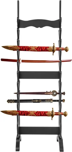 Vista 5 de Katana - Soporte para espada Soporte de piso de exhibición de espada de 20 niveles Soporte de bambú samurái Katana Soporte de piso resistente