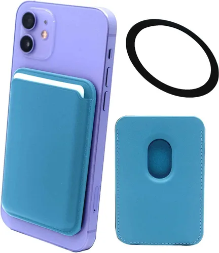 Vista 9 de Cartera magnética para tarjetas con anillo para MagSafe iPhone 14/13/12 Mini Plus y Pro Max, funda de cuero resistente y segura para teléfono