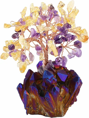 Vista 9 de Mookaitedecor - Árbol de cristal con base de cuarzo, bonsái para la riqueza y buena suerte Árbol bonsái, árbol de dinero para la suerte