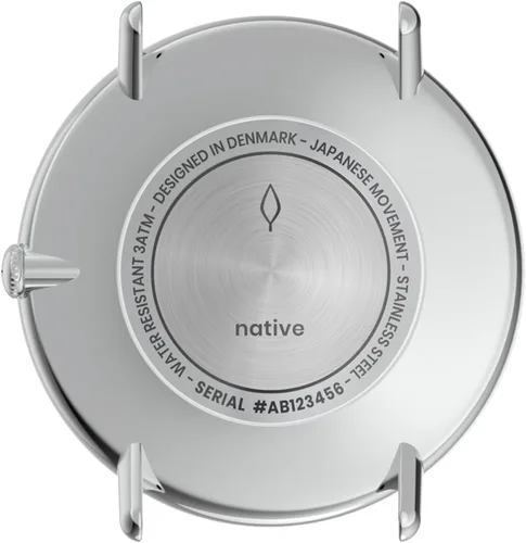 Vista 3 de Nordgreen Reloj nativo escandinavo plateado con esfera negra y correas intercambiables