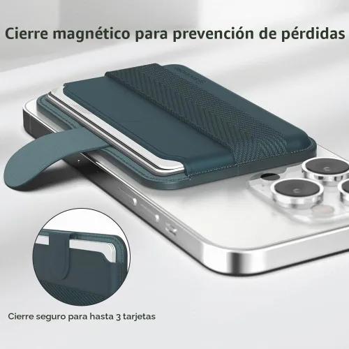 Vista 4 de Sinjimoru - Cartera magnética con lengüeta para MagSafe, banda de agarre, color negro
