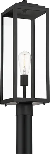 Vista 5 de John Timberland Titan - Moderna lámpara de poste para exteriores, color negro místico, panel de vidrio transparente de 21 3/4 pulgadas