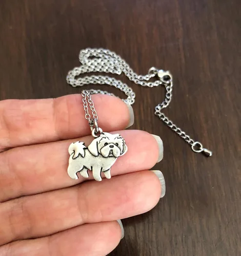 Vista 3 de Lhasa Apso Shih Tzu - Collar para perro – Cadena de acero inoxidable soldada ajustable – Regalo de condolencias por pérdida de mascotas